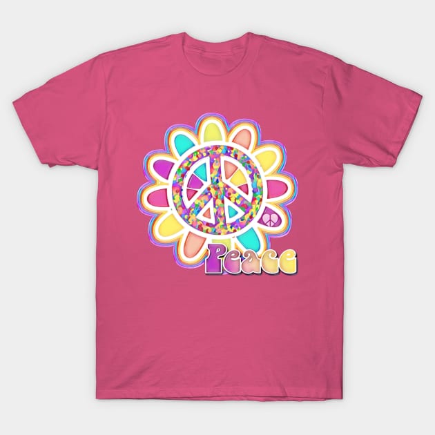 Peace Sign Flower Power T-Shirt by AlondraHanley